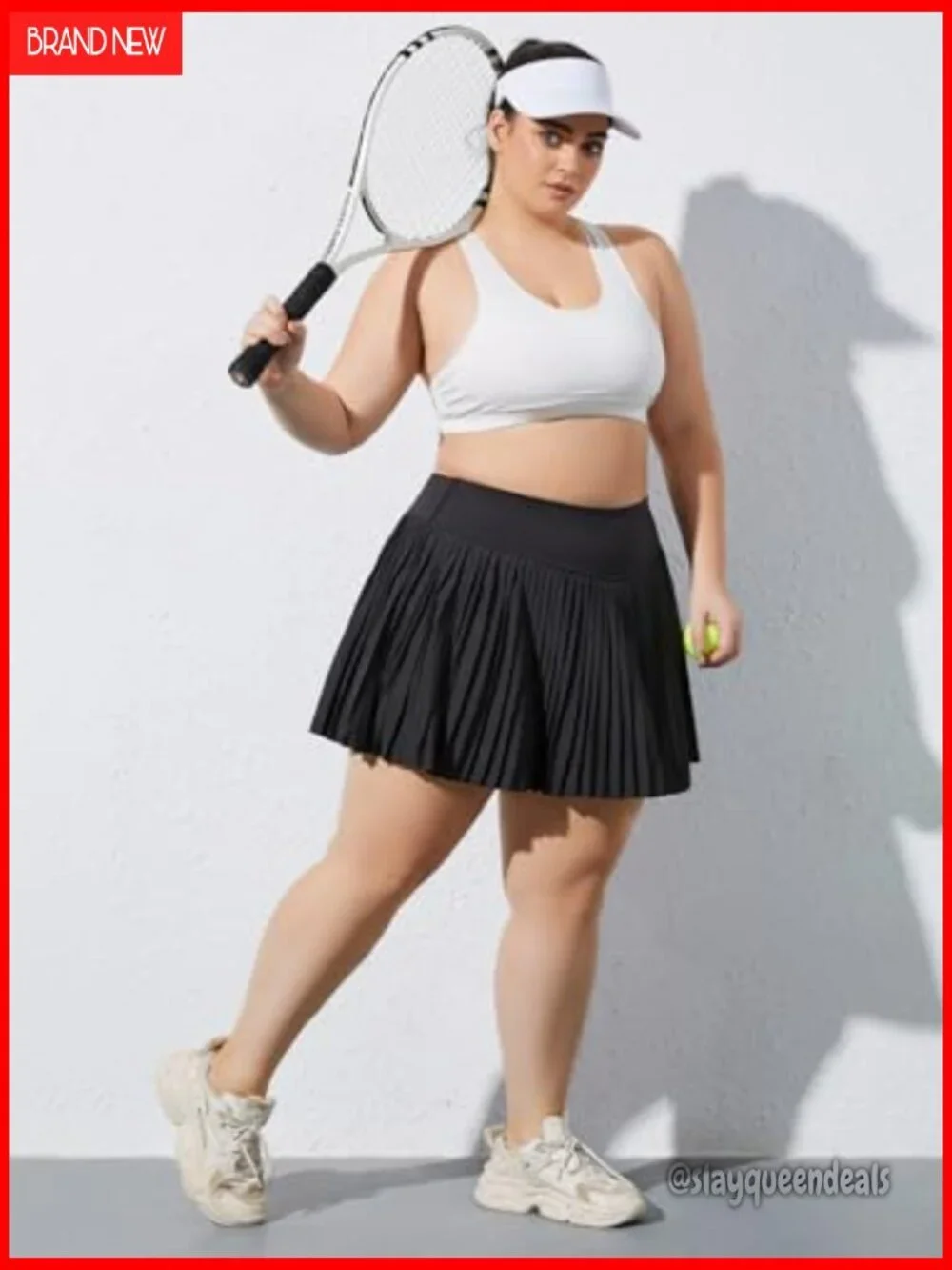 Plus Size Pleated Tennis Skirt with Pockets High Waisted Athletic Skort XL-5XL